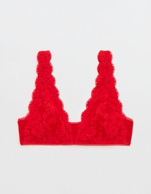 Бралетт Show Off Chenille, глубокий вырез, кружево — Aerie, цвет: Яркий красный — фото 3
