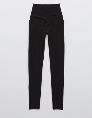 OFFLINE By Aerie Real Me XTRA Crossover High Waisted Pocket Legging Women's True Black XS Short