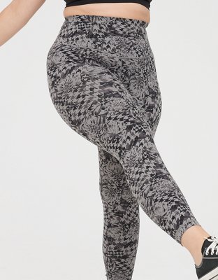 Aerie Gray Leopard Print Foldover High Waisted Stretch Athleisure Leggings  L