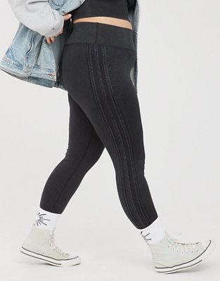 Harlie Black Ribbed High Waisted Leggings