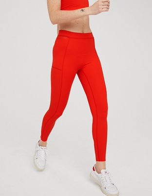 Aerie Offline Goals Leggings XL Red Tan Animal Print High Rise 7/8 Length  New