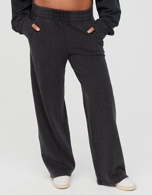 WIDE-LEG FLEECE SWEATPANT / BLACK