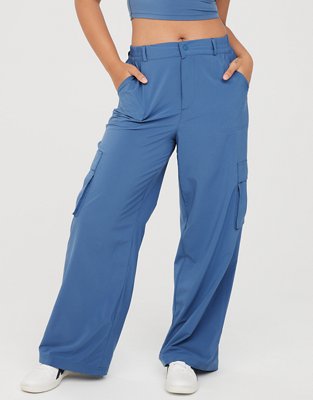 Zora Satin Cargo Pant Blue