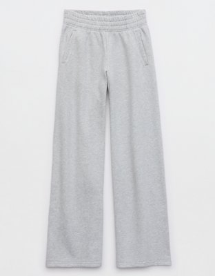 Sweatpants Fleece Open Leg Gray