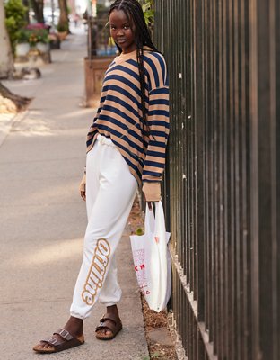 Shop OFFLINE By Aerie OTT Fleece Super Flare Pant online