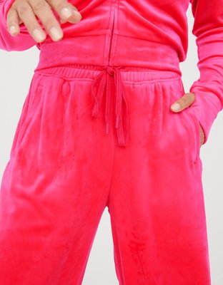 OFFLINE By Aerie Bright Lights Velour Wide Leg Pant