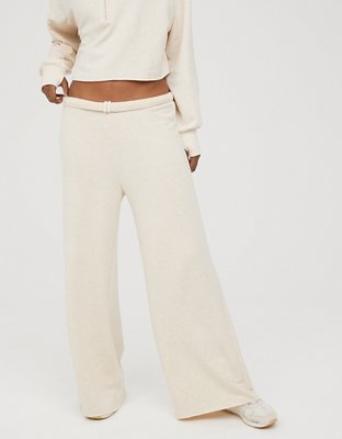 Women Tall Fleece Open Bottom Pant - Heather Cloud White