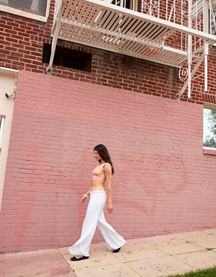 Offline by Aerie Ott Fleece Super Wide Leg Pant Women s White XL Long