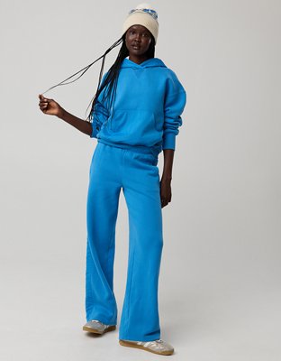 OFFLINE By Aerie Cloud Fleece Aqua Nylon Trouser