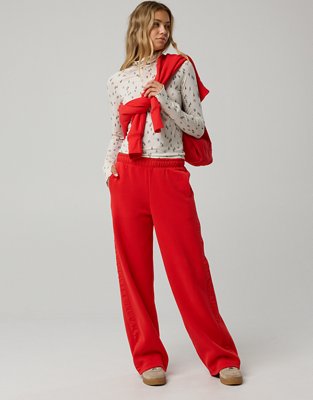 OFFLINE By Aerie Cloud Fleece Aqua Nylon Trouser