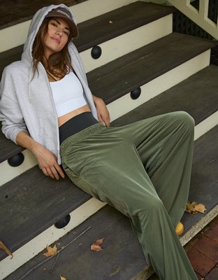 OFFLINE By Aerie Velour Rib Super Wide Leg Pant