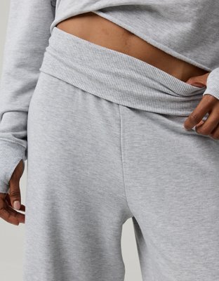 OFFLINE By Aerie OTT Fleece Super Wide Leg Foldover Pant
