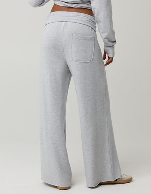 OFFLINE By Aerie OTT Fleece Super Wide Leg Foldover Pant