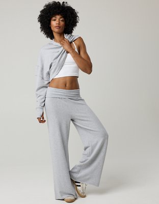 OFFLINE By Aerie OTT Fleece Super Wide Leg Foldover Pant