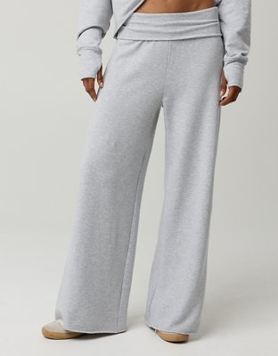 OFFLINE By Aerie OTT Fleece Super Wide Leg Foldover Pant