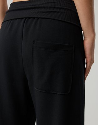 OFFLINE By Aerie OTT Fleece Super Wide Leg Foldover Pant