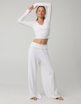 OFFLINE By Aerie OTT Fleece Super Wide Leg Foldover Pant