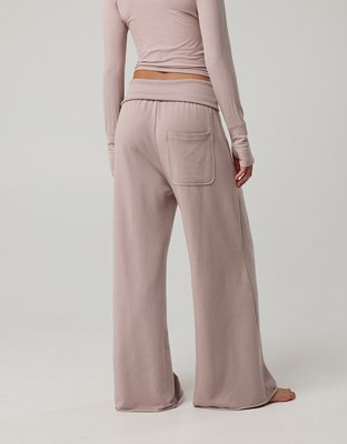 OFFLINE By Aerie OTT Fleece Super Wide Leg Foldover Pant