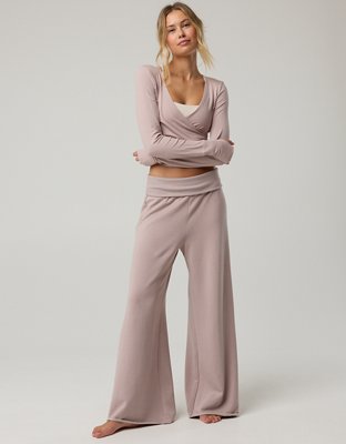 OFFLINE By Aerie OTT Fleece Super Wide Leg Foldover Pant