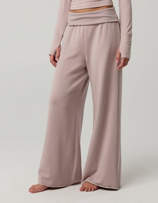 OFFLINE By Aerie OTT Fleece Super Wide Leg Foldover Pant
