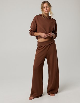 OFFLINE By Aerie OTT Fleece Super Wide Leg Foldover Pant