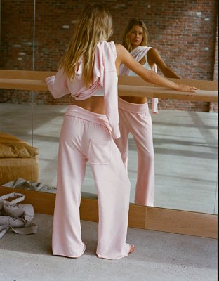 OFFLINE By Aerie OTT Fleece Super Wide Leg Foldover Pant