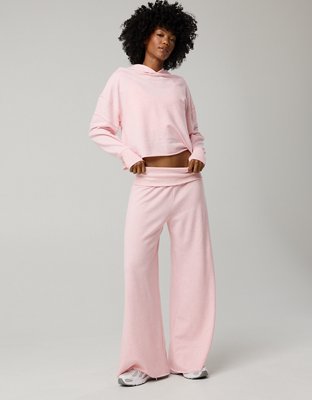 OFFLINE By Aerie OTT Fleece Super Wide Leg Foldover Pant