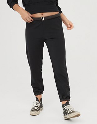 black pu jeans