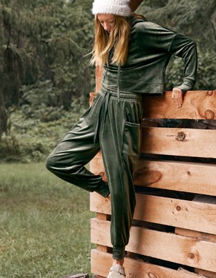 The Plush Velour Lounge Pant - Olive