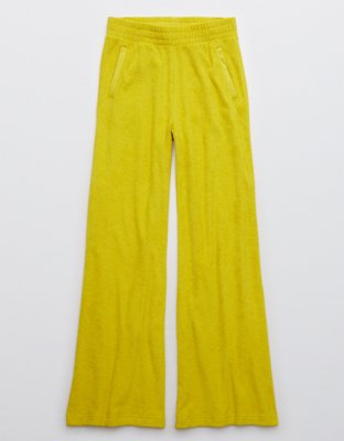 aerie, Pants & Jumpsuits, Aerie Blue Yellow Patchwork Wide Leg High Waist  Pajama Pants Size Medium Lounge
