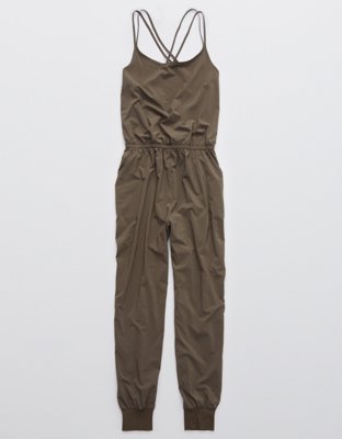 khaki overall dress