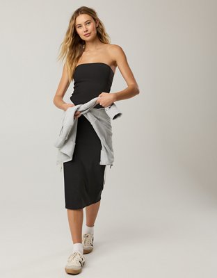 OFFLINE By Aerie Stripe Rib Night Out Midi Tube Dress