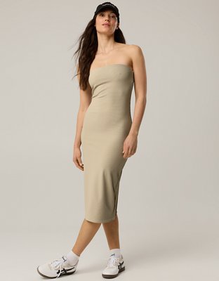 OFFLINE By Aerie Stripe Rib Night Out Midi Tube Dress