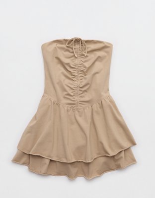 aerie ruched mini dress OFFLINE By Aerie OG Cotton Strapless Ruched Mini Dress