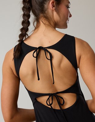 backless one piece dress OFFLINE By Aerie Real Me Tie Back Maxi Size:AU 8 (US 4) persistent_note: 40% Off Everything! Backless Dresses | Open Print Placement May Vary