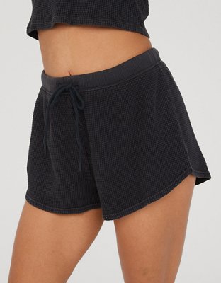 Soft Knit High Waist Shorts - Black