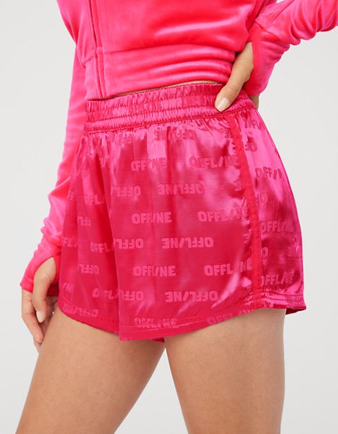 Женские брюки Aerie OFFLINE By Aerie Satin Logo Track Short