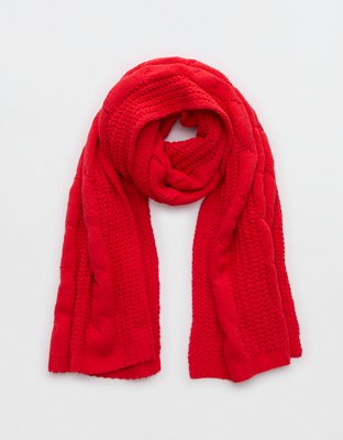 [新品]kamiya Gradient Knit Scarf - RED Aerie Cable Scarf | Aerie