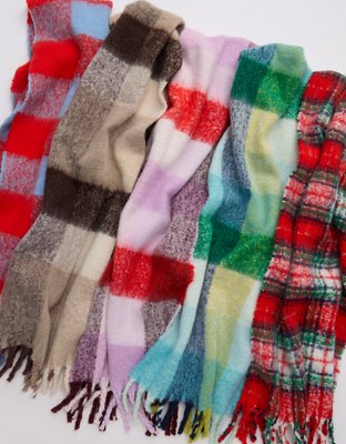Aerie Fringe Plaid Blanket