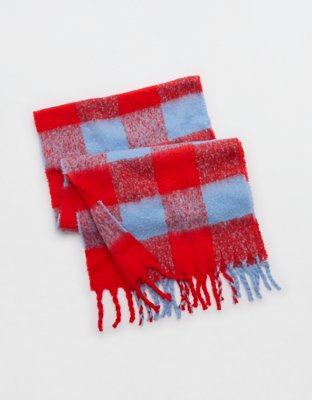 Плед Aerie Fringe Plaid Blanket, цвет: Яркий красный — фото 2