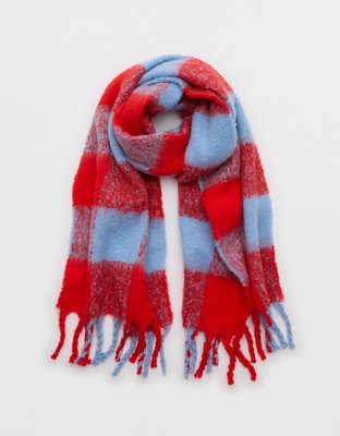 Плед Aerie Fringe Plaid Blanket, цвет: Яркий красный — фото 1