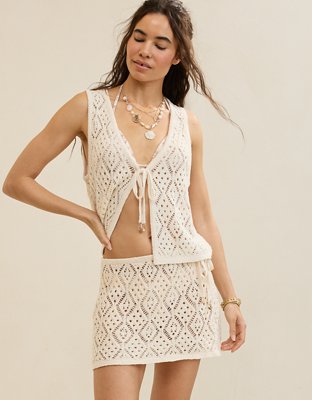 Aerie Crochet Pull-On Mini Skirt