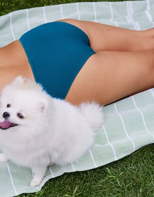 Aerie Bottom de bikini arrugado de copa entera