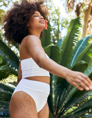 Aerie Ribbed High Cut Cheeky Bikini Bottom