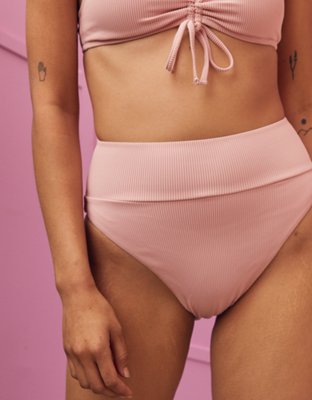 Aerie Ribbed High Cut Cheeky Bikini Bottom. 