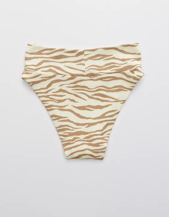 Aerie Animal Print Pique High Cut Cheeky Bikini Bottom