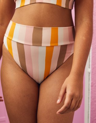 Aerie Ribbed High Cut Cheeky Bikini Bottom