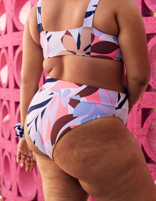 Aerie Pique High Cut Cheeky Bikini Bottom