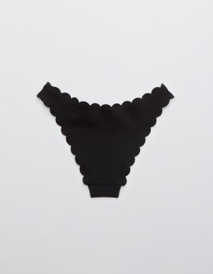 Aerie Waffle Scalloped Super High Cut Cheekiest Bikini Bottom