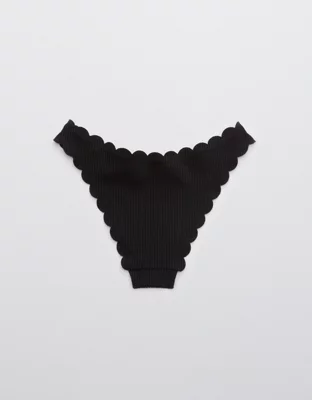 Aerie Waffle Scalloped Super High Cut Cheekiest Bikini Bottom